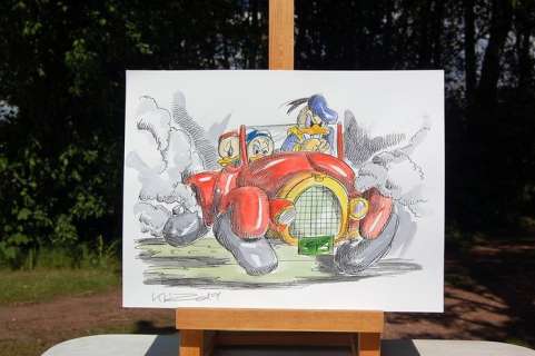 Klausewitz - Originele tekening - Donald Duck - Car Breakdown - Unicum (2019) | Catawiki