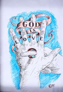 Winshluss (Vincent... - Lot 396 - Winshluss (Vincent Paronnaud, né en 1970) "God is love"...