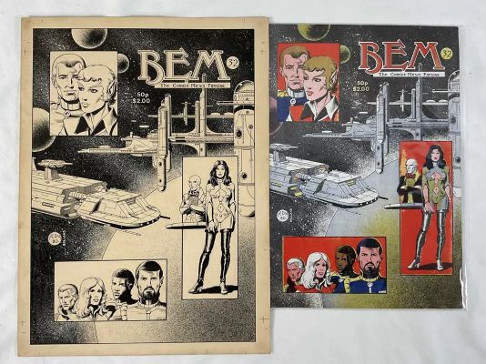 BEM #32- The Comics News Fanzine original cover art together with a copy of the magazine (2) | Excalibur Auctions