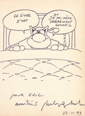 Lot 194 - Geluck. Dessin original dédicacé Le Chat | BDEnchères