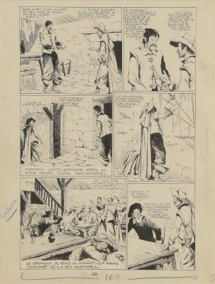 René Giffey (1884-1965) | Lot 138 : Le Capitaine Fracasse - Planche originale 1947 Encre de Chine sur… | Fauve Paris