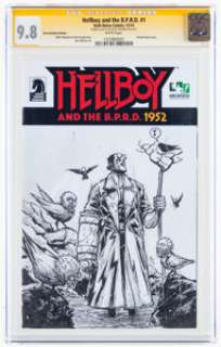 Various comic artists sketches (name artists) - Riley Rossmo Hellboy and the B.P.R.D. #1 Hero Initiative Edition Sketch Cover Original Art Signature Series (Dark ...