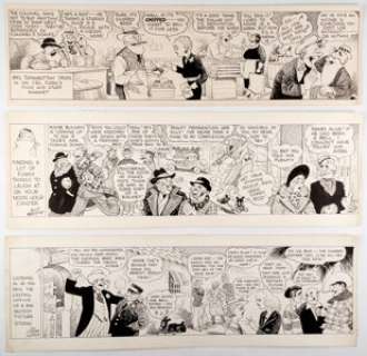 Freyse, Bill - Bill Freyse Rounde Corners Daily Comic Strip Pilot Gags Original Art Group of 3 (c. 1930s). ... (Total: 3 Items)