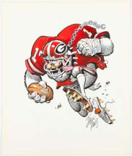 Davis, Jack | Jack Davis Georgia Bulldogs College Football Illustration Original Art (Hot Shots, c. 1990).... | Heritage