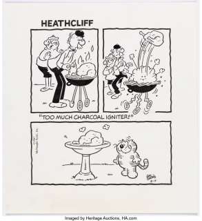 Gately, George - George Gately Heathcliff Daily Comic Strip Original Art dated 3-7-87 (McNaught Syndicate, 1987). ...
