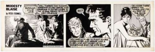 Romero, Enrique Badia - Enrique Badia Romero Modesty Blaise Daily Comic Strip #3019 Original Art (Beaverbrook Newspaper, Ltd.1980). ...