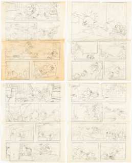 Eisenberg, Harvey - Harvey Eisenberg Tom and Jerry #219 Complete 4-Page Story Preliminary Original Art (Gold Key, 1964).... (Total: 4 Original Art)