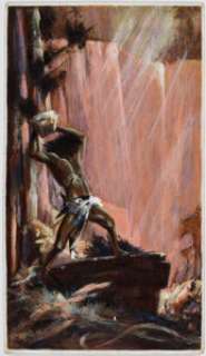 Krenkel, Roy G. | Roy G. Krenkel Flight to Opar Paperback Preliminary Cover Study Original Art (Daw Books, 1976).... | Heritage