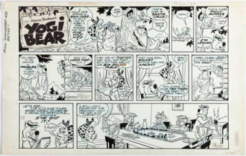 Hazelton, Gene | Gene Hazleton Yogi Bear Sunday Comic Strip Original Art dated 1-7-73 (Hanna-Barbera/McNaught Syndicate, 1973). ... | Heritage