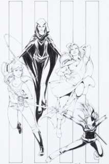DC Artist - Amy Reeder Teen Titans #100 Final Issue Pin-Up Illustration Original Art (DC, 2011)....
