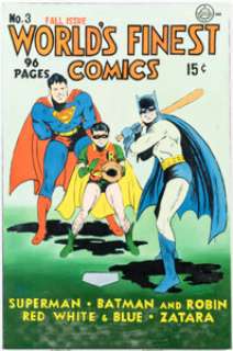 Moldoff, Sheldon | Sheldon Moldoff World’s Finest Comics #3 Cover Re-Creation Painting Original Art (undated).... | Heritage