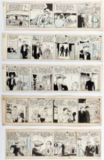 Leonard, Lank - Lank Leonard Mickey Finn Daily Comic Strip Original Art Group of 5 (McNaught Syndicate, c. 1950s). ... (Total: 5 Original Art)