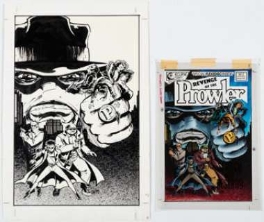 John K. Snyder III Revenge of the Prowler #2 Cover Original Art and Color Separation Plate Group of 2 (Eclipse, 1988). (Total: 2 Original Art)