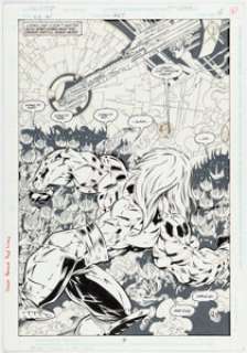 Marc Campos and Dan Davis Guy Gardner: Warrior #37 Splash Page 6 Original Art (DC, 1995).