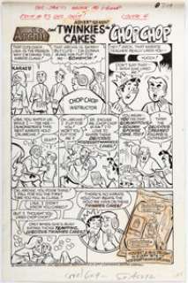 Dan DeCarlo and Jim DeCarlo (attributed) Josie and the Pussycats #93 Archie Hostess Twinkies Complete 1-Page Ad "Chop Chop" Original Art and Color Production Materials Group of 3 (Archie, 1976). (Total: 3 Original Art) | Heritage