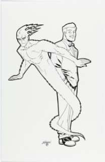 Dave Johnson All American Comics #1 Johnny Thunder and the Thunderbolt Cover Element Original Art (DC, 1999).