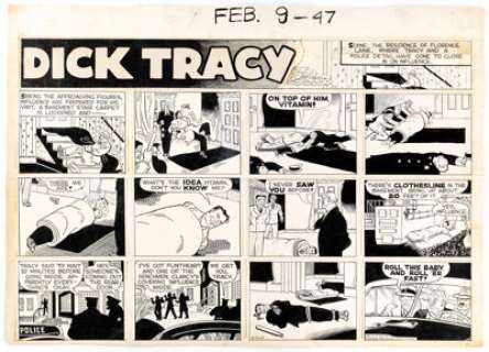 Chester Gould Dick Tracy Sunday Comic Strip Original Art 2-9-47 (Chicago Tribune, 1947). | Heritage