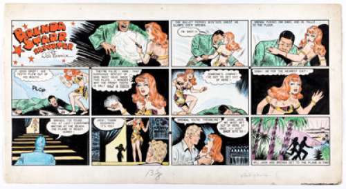 Dale Messick Brenda Starr, Reporter Hand-Colored Sunday Comic Strip Original Art dated 1-23-44 (Chicago Tribune, 1944). | Heritage
