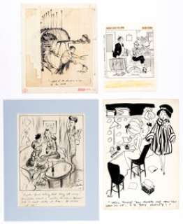 Reamer Keller and others - Single Panel Gag Cartoons Illustration Original Art Group of 4 (c. 1950-60s). (Total: 4 Original Art)