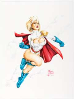 Greg "Dark One" Williams - Power Girl Pin-Up Illustration Original Art (2009). | Heritage