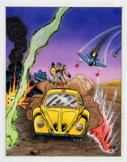 Ron Zalme Bumblebee‘s Dangerous Mission Transformers Coloring Book Cover Production Color Original Art (Marvel Books, 1985).