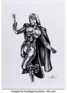Claudio Aboy - Big Barda Illustration Original Art (undated).