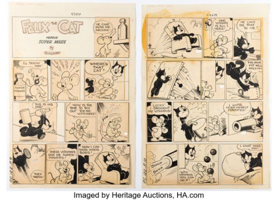 Otto Messmer (as Pat Sullivan) Popular Comics #122 Felix the Cat Story Pages 9-14 Original Art (Dell, 1946). (Total: 6 Original Art) | Heritage