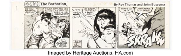 John Buscema Conan the Barbarian Daily Comic Strip Original Art dated 9-13-78 (Register and Tribune Syndicate, 1978). | Heritage