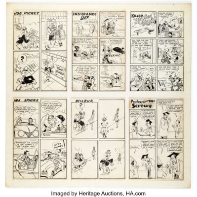 Jack Cole, Fred Guardineer, and others - Complete 1-Page Stories Original Art (Chesler/Dynamic, 1937-43). | Heritage