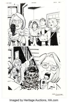 Cliff Chiang Paper Girls #18 Story Page 1 Original Art (Image, 2017).