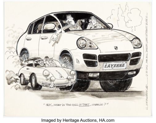 Howard Shoemaker - Porsche Single Panel Gag Illustration Original Art (2002). | Heritage