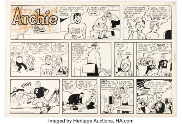 Bob Montana Archie Sunday Comic Strip Original Art dated 10-10-48 (McClure Newspaper Syndicate, 1948). | Heritage