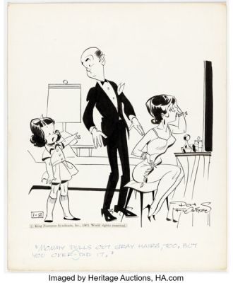 Don Flowers Glamor Girls Daily Comic Strip Original Art dated 1-2-63 (King Features Syndicate, 1963).