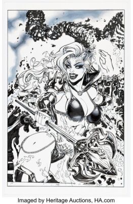 Adriana Melo Lady Death: Eternal Sabbath #1 Unused Lady Satanus Variant Cover Original Art (Coffin, 2025).