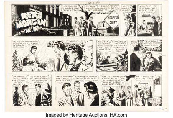 Marvin Bradley and Frank Edgington Rex Morgan M.D. Sunday Comic Strip Original Art dated 4-5-64 (Publishers-Hall Syndicate, 1964).