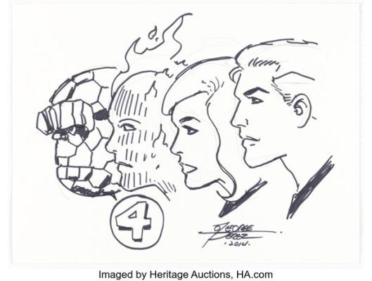 George Pérez - Fantastic Four Portrait Illustration Original Art (2014). | Heritage