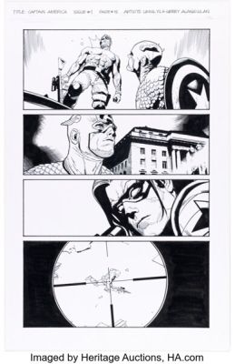 Gerry Alanguilan [Leinil Yu printed lines] Captain America #1 Winter Soldier Story Page 12 Original Art (Marvel, 2018).