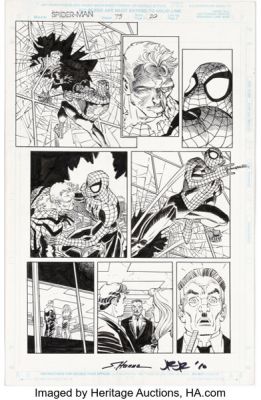 John Romita Jr. and Scott Hanna Spider-Man #75 Story Page 20 Original Art and Color Guide (Marvel, 1996).