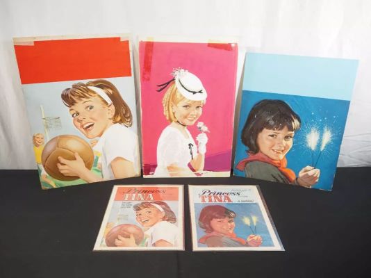 Lot 83 - PRINCESS TINA - Group of original hand-painted colour gouache on board cover art comprising covers | Excalibur Auctions