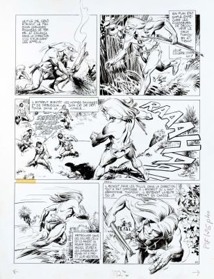 Cheret André Et... | Lot 7 - CHERET André et LECUREUX Roger Rahan Le clan sauvage Planche... | Neo Enchères