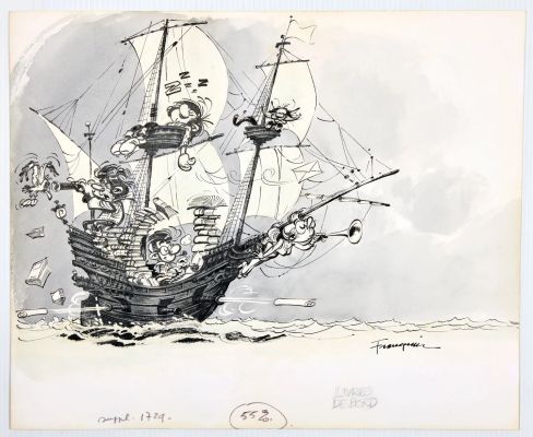 Franquin - Gaston,... | Lot 108 - FRANQUIN - Gaston, illustration à l’encre de Chine... | Tessier Sarrou