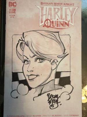 Harley Quinn White Knight by Pasqual Ferry on colored sketch cover. | eBay US (Buy It Now)