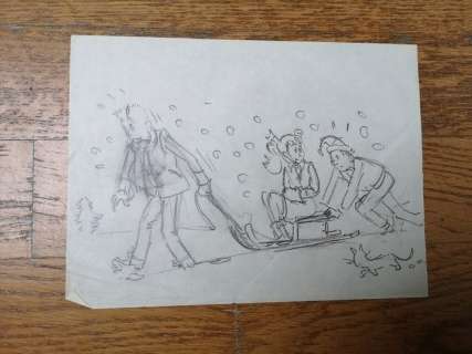 Pom - Originele potloodschets voor een ontwerp van een kerstkaart - Piet Pienter en Bert Bibber | Catawiki