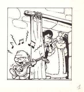 Peyo (Studios) | Johan et Pirlouit, illustration n°1 Ã  l’encre de… | Banque Dessinée