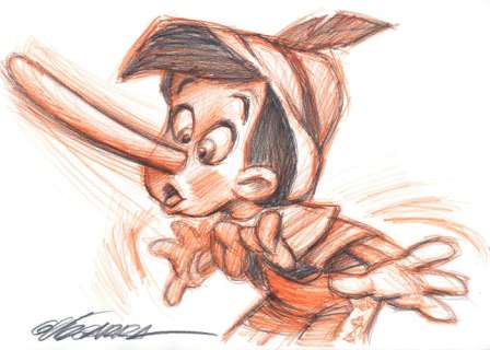 Pinocchio’s Nose Is Growing! - Original Drawing - Joan Vizcarra - Original Art | Catawiki