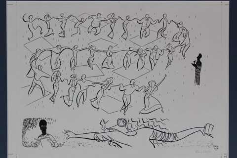 Hanco Kolk - Originele tekening van Istanbul naar Bagdad - Plaat 45 - Formaat 42 x 29 cm - 50 x 40 cm in frame - (2009) | Catawiki