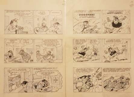 Pellos, René - 2x Planche originale - Les Pieds Nickelés banquiers - (1981) | Catawiki