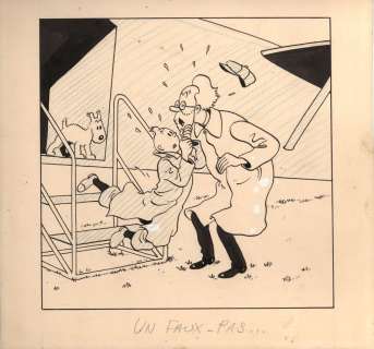 Hergé - Tintin et Milou, illustration Ã  l‘encre de Chine,…