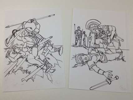 Vae Victis - Jean Yves Mitton - 2x Disegni Sketch Schizzi Originali preparatori - Firmati - Loose page - (1991/2006) | Catawiki