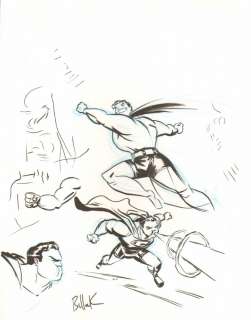 Dave Bullock - Superman Pencil And Ink - Super Breath - Signed